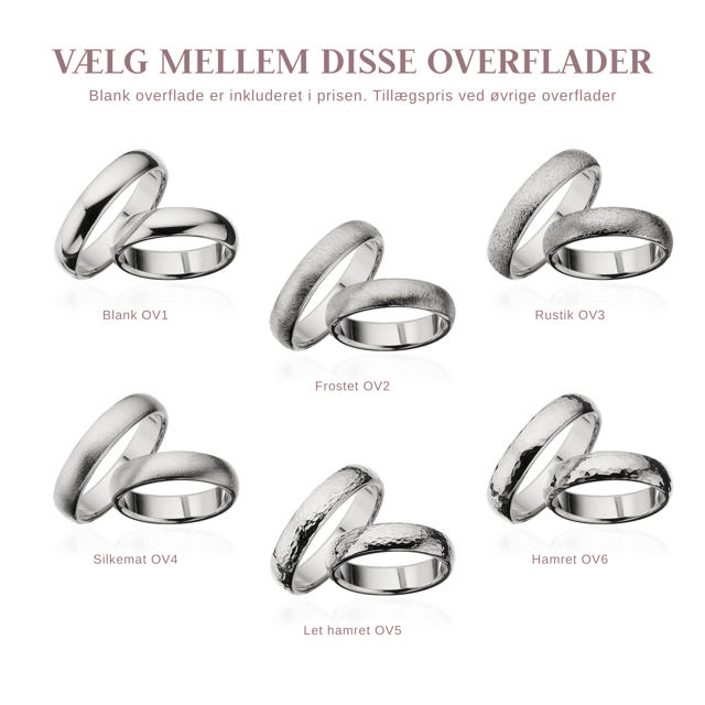 Hjerteringe 5 mm. 14 kt. hvidguld