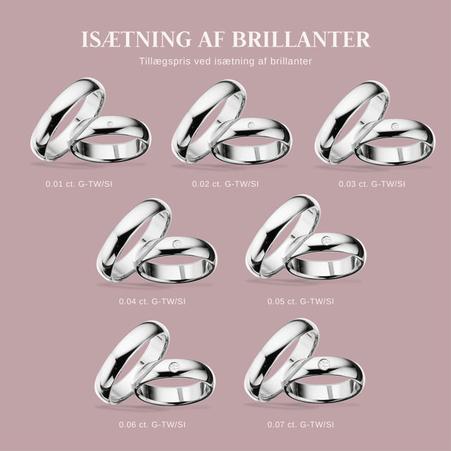 Hjerteringe 5 mm. 14 kt. hvidguld