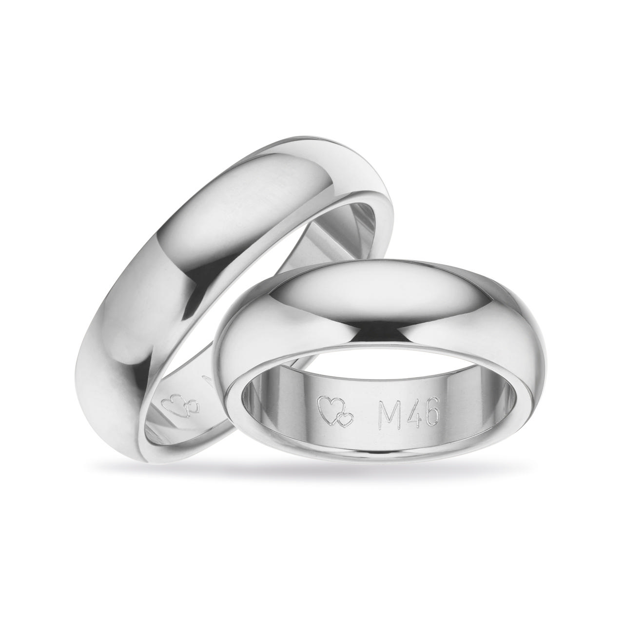 Hjerteringe 6 mm. 14 kt. hvidguld