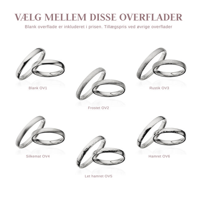 Hjerteringe 3 mm. 14 kt. hvidguld