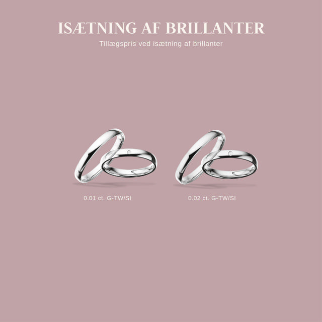 Hjerteringe 3 mm. 14 kt. hvidguld