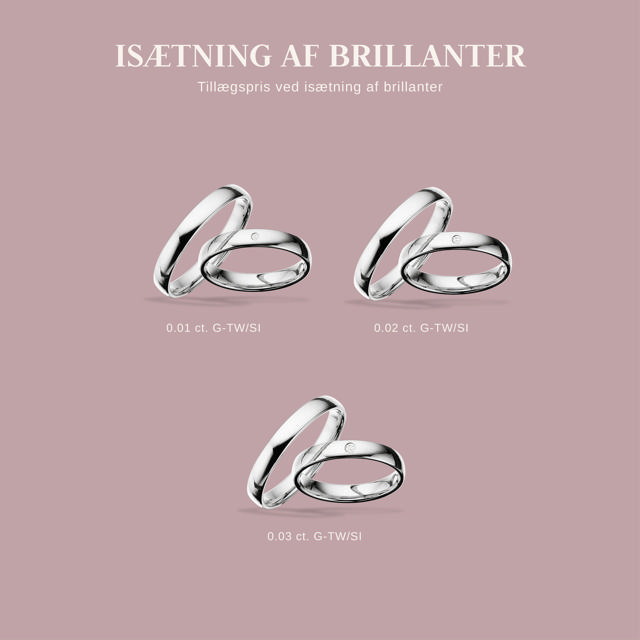 Hjerteringe 3,5 mm. 14 kt. hvidguld