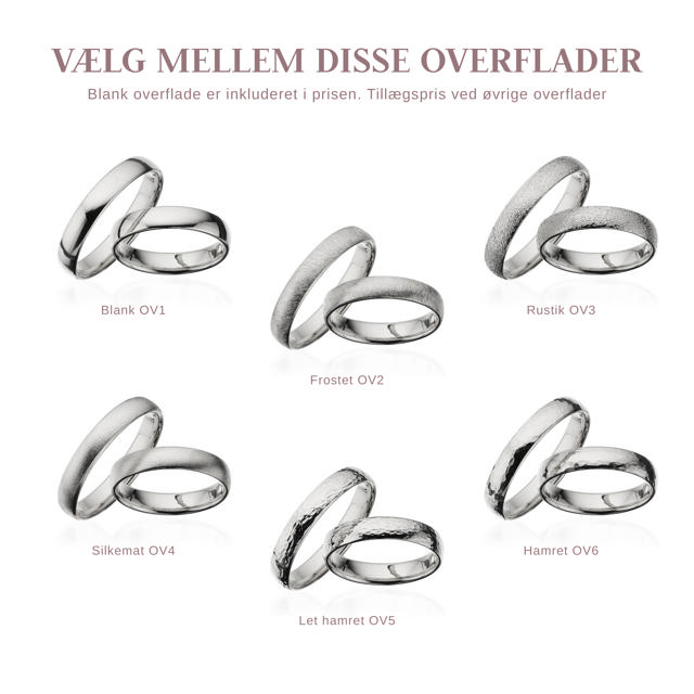 Hjerteringe 4 mm. 14 kt. hvidguld