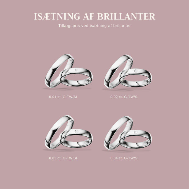 Hjerteringe 4 mm. 14 kt. hvidguld