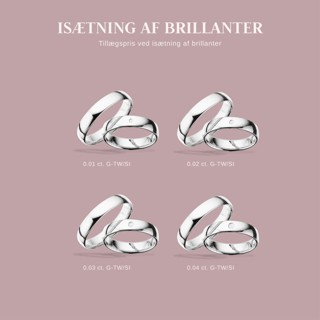 Hjerteringe 4,5 mm. 14 kt. hvidguld