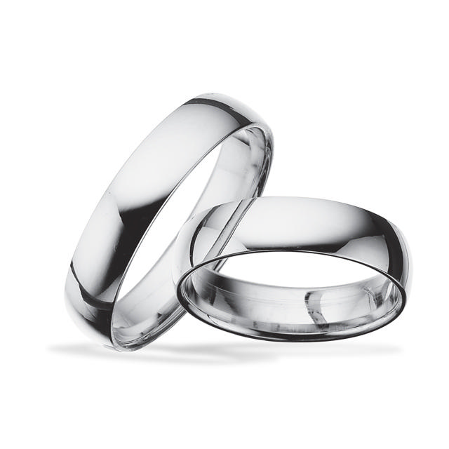 Hjerteringe 5 mm. 14 kt. hvidguld