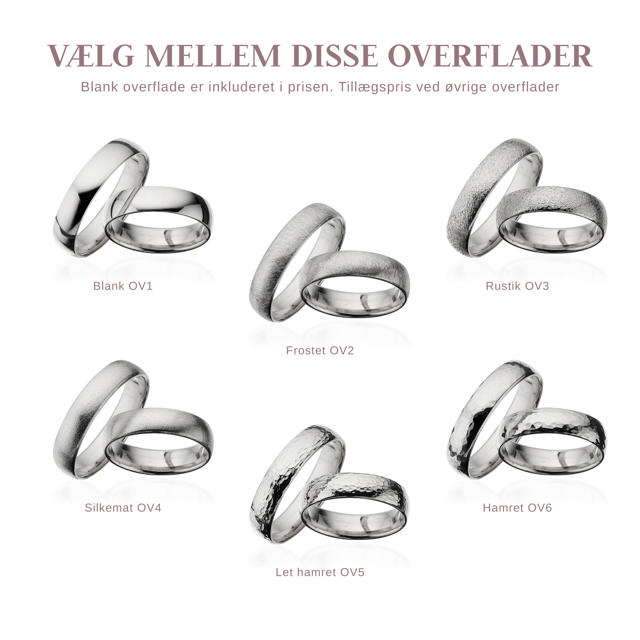 Hjerteringe 5 mm. 14 kt. hvidguld