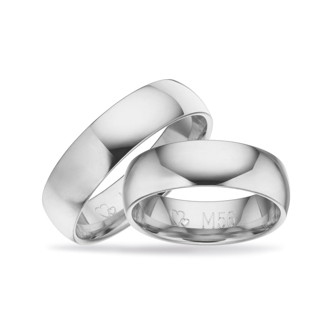 Hjerteringe 6 mm. 14 kt. hvidguld