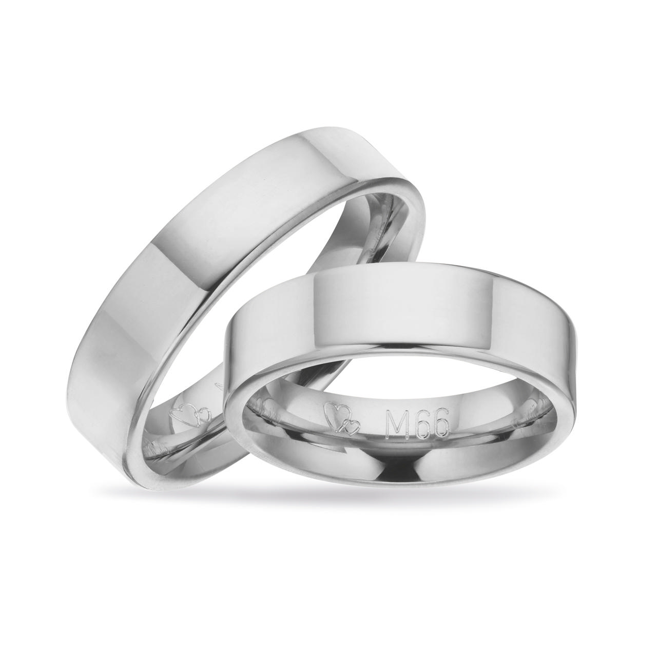 Hjerteringe 6 mm. 14 kt. hvidguld