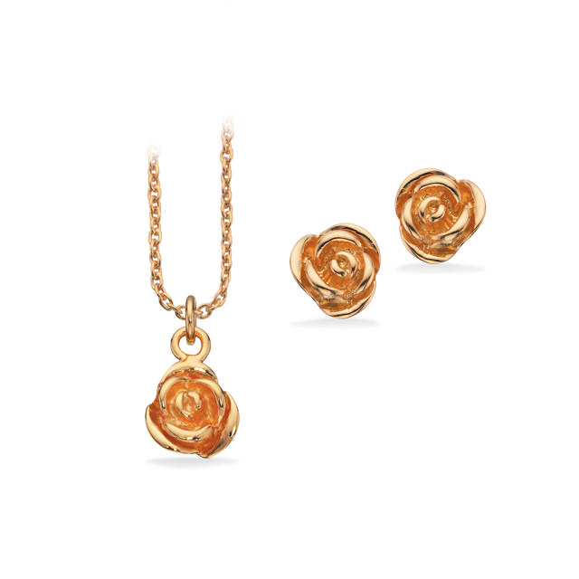 Pendant + earrings 925 goldplated