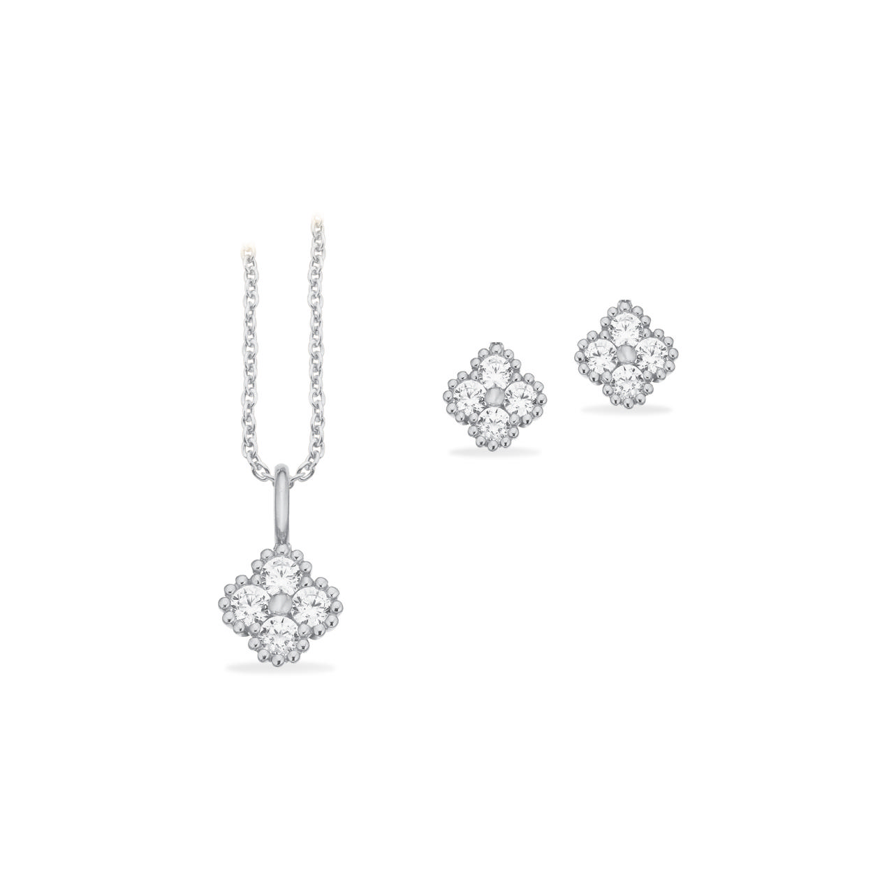 *Pixel smykkesæt cubic zir.  sølv