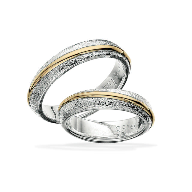 Hjerteringe sølv/14 kt.