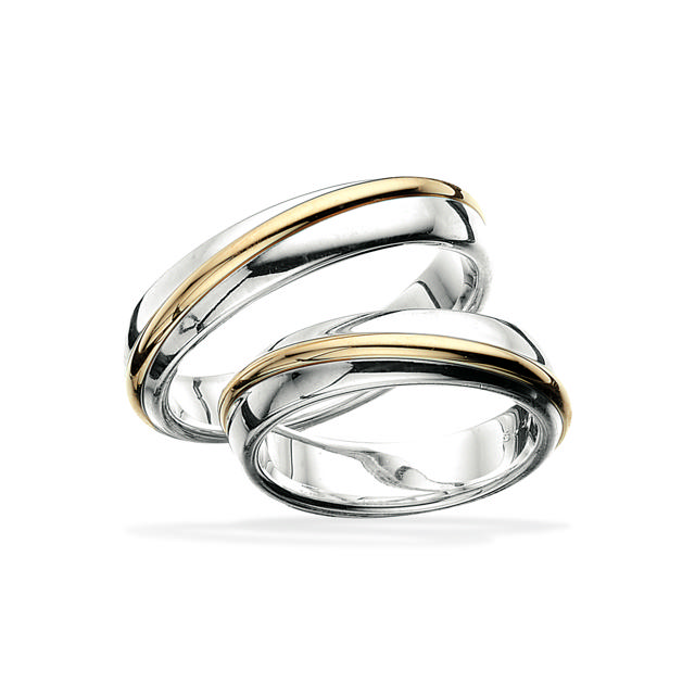 Hjerteringe sølv/14 kt.