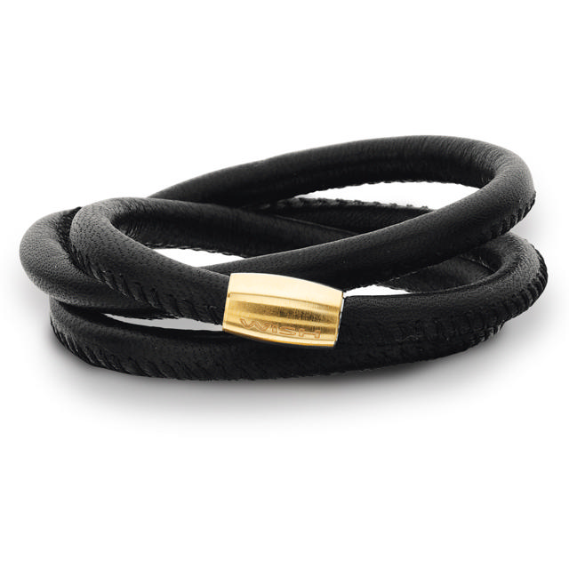 black leather w/goldplated 54,5cm