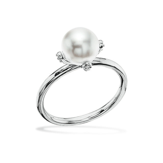Wish ring Swarowski perle/syn.zir. sølv ox.