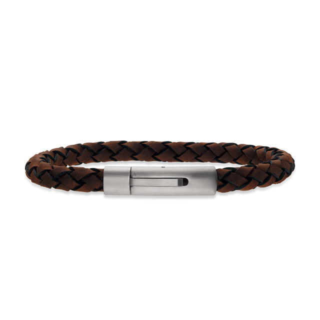 Bracelet brown braided leather