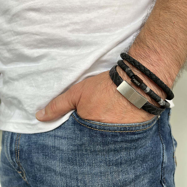 Bracelet black/grey matt beads
