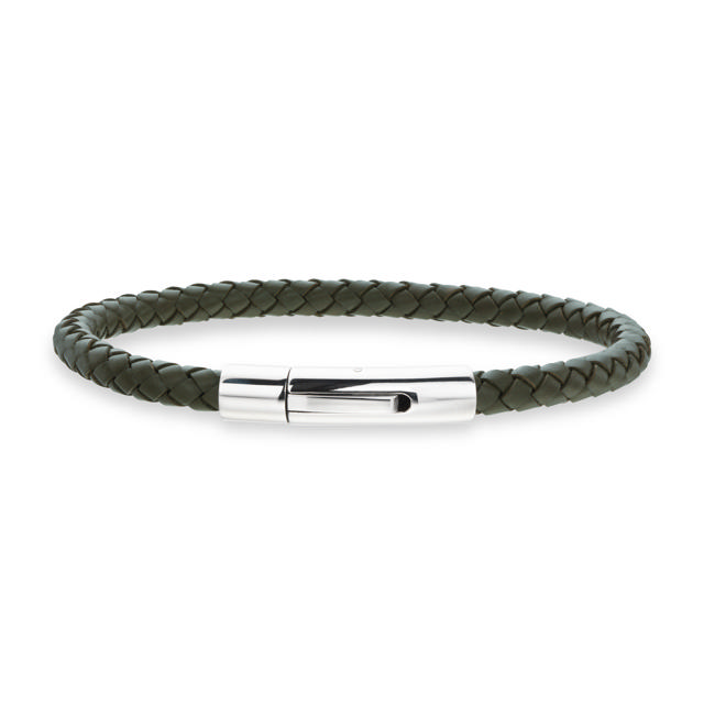 Bracelet green leather 19 cm