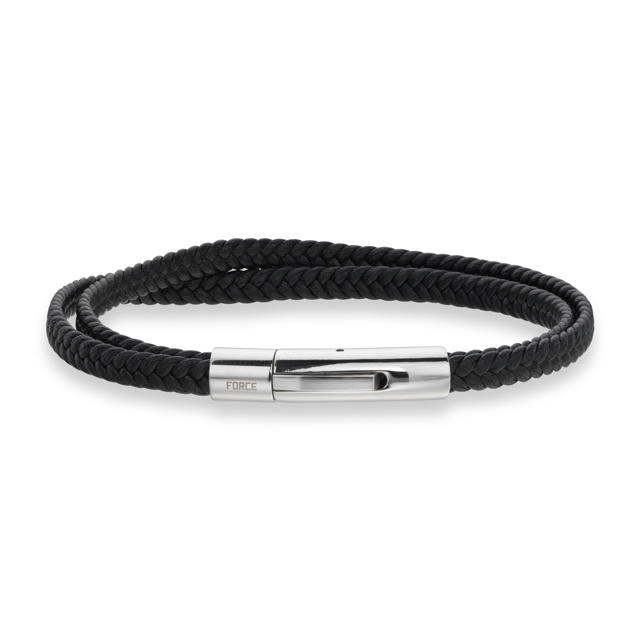 Bracelet black leather 23 cm