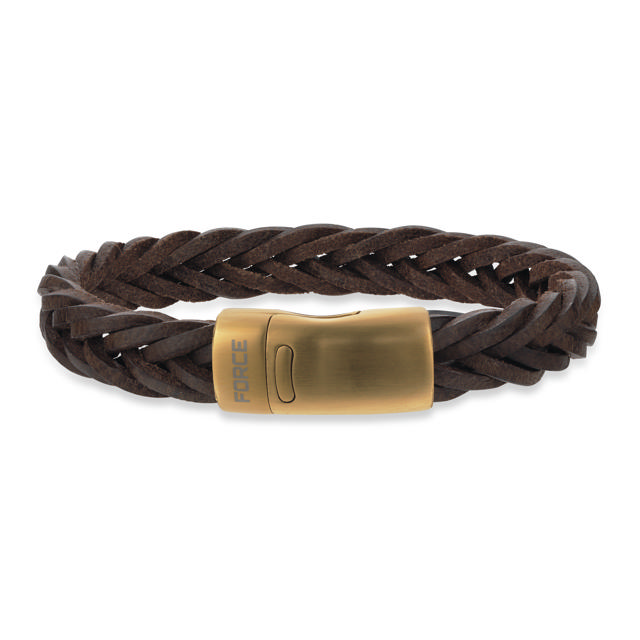 Force armbånd brunt læder m. fg. stål lås 21 cm