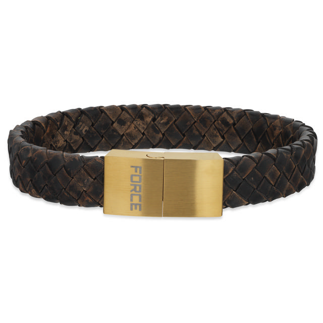 Force armbånd brunt læder m. fg. stål lås 21 cm