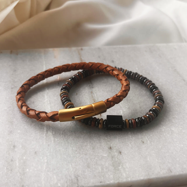 Force armbånd brunt læder m. fg. stål lås 23 cm