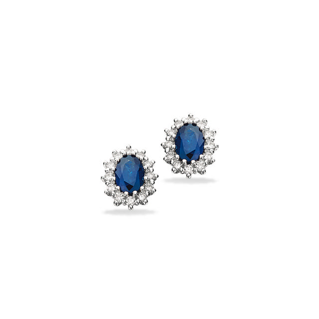 Diana ørepynt roset 0,54 H-W/SI- safir 14 kt.