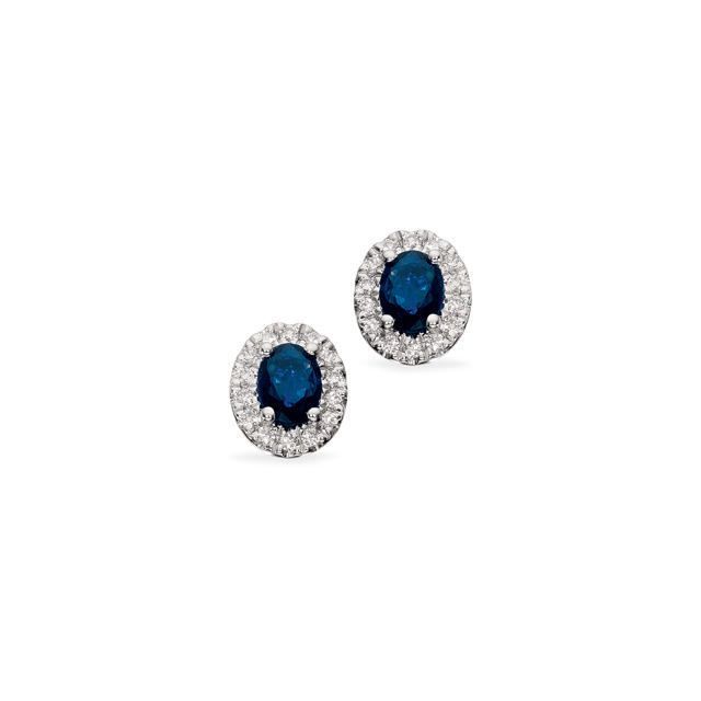 Diana ørepynt roset 0,11 H-W/SI-Safir 14 kt