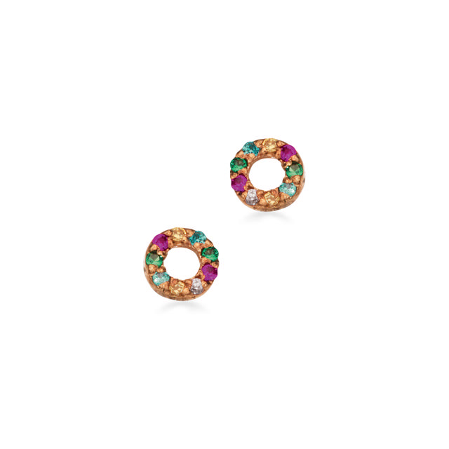 Ørepynt cirkel rainbow syn. cubic zir. 8 kt.