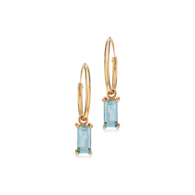 Creoler m. baguette light blue cubic zir. 8 kt.