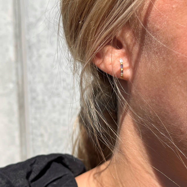 Øreringe baguette multicolor cubic zir. 8 kt.