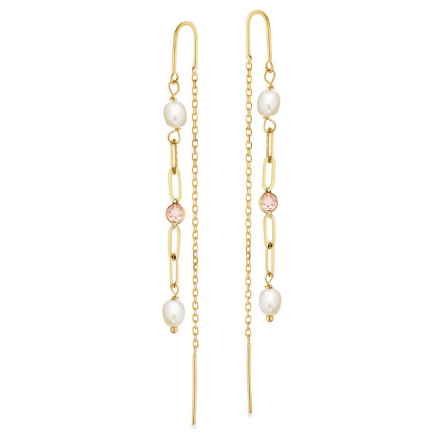 *Ørebøjler fkp./rosa cubic zir. 9 kt.