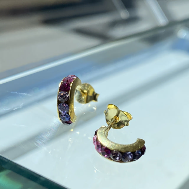 Hoops rainbow zir. 925 goldplated