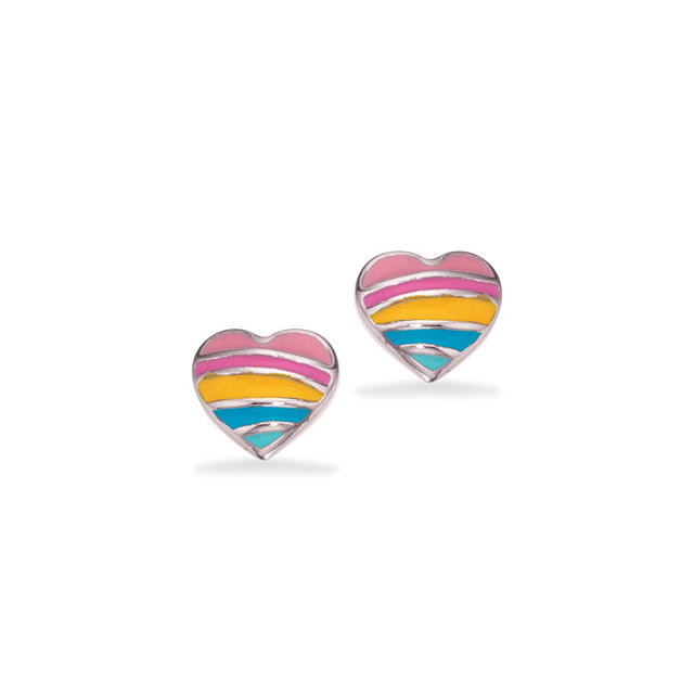 Earsticks rainbow heart 925