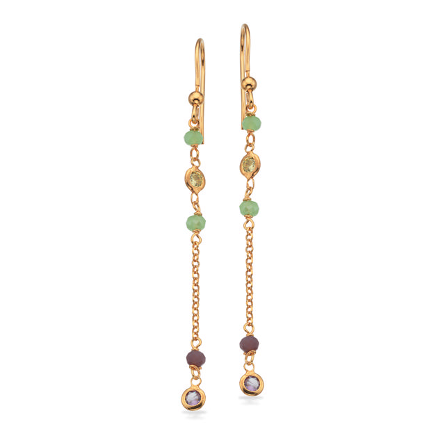 Earhanger green/purple 925 goldplated