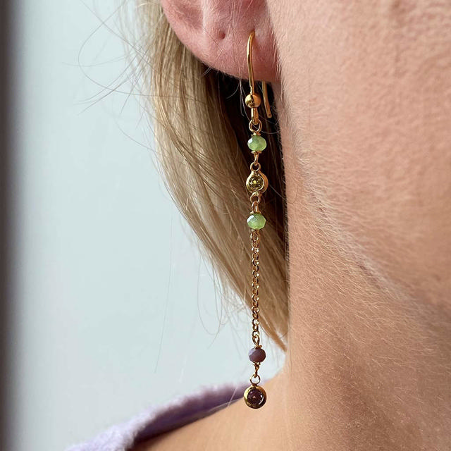 Earhanger green/purple 925 goldplated
