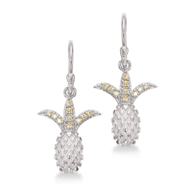 Earhanger pineapple zir. 925 platinium