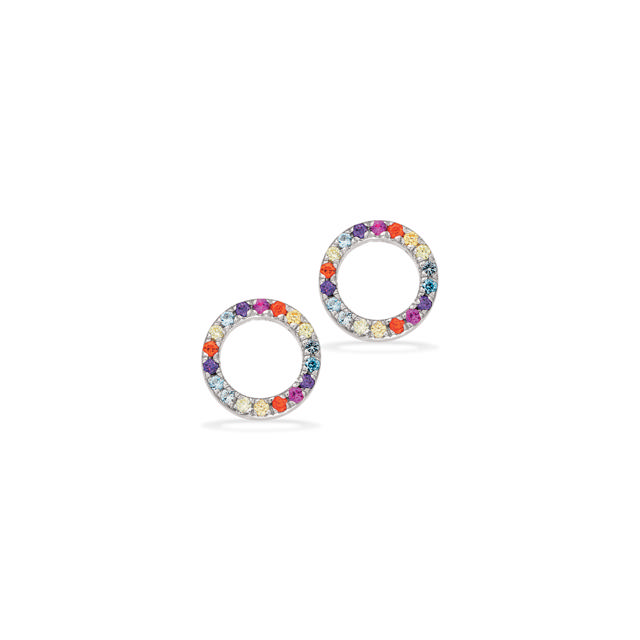 SoHo øreringe cirkel rainbow cubic zir. sølv rh.