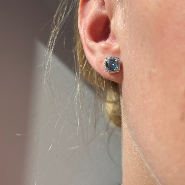 Earsticks aquamarine + zir. 925 rho.
