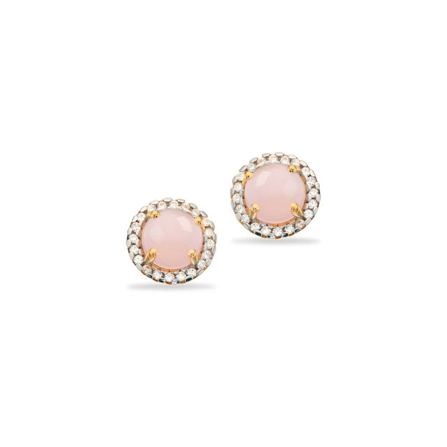Øreringe syn. rosa quartz + cubic zir. sølv fg.