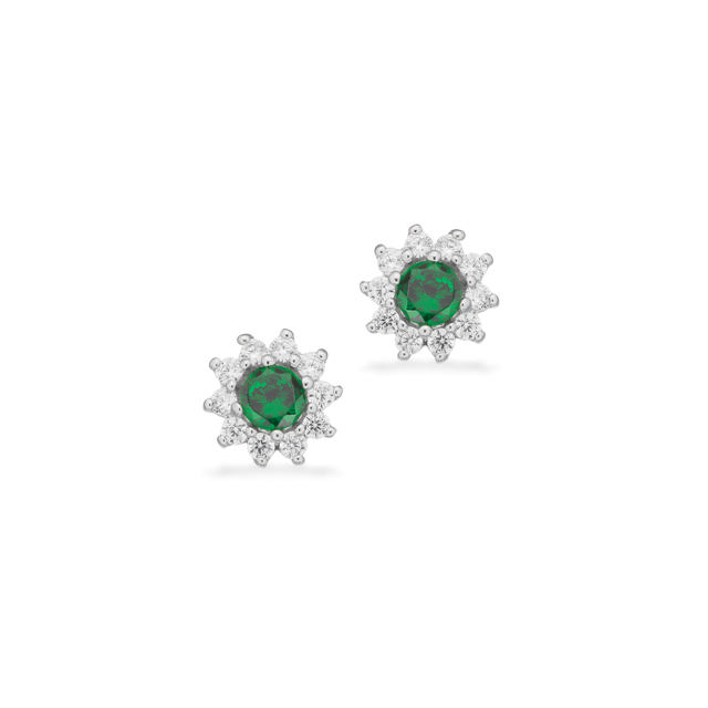 Earsticks green zir. 925 rho.