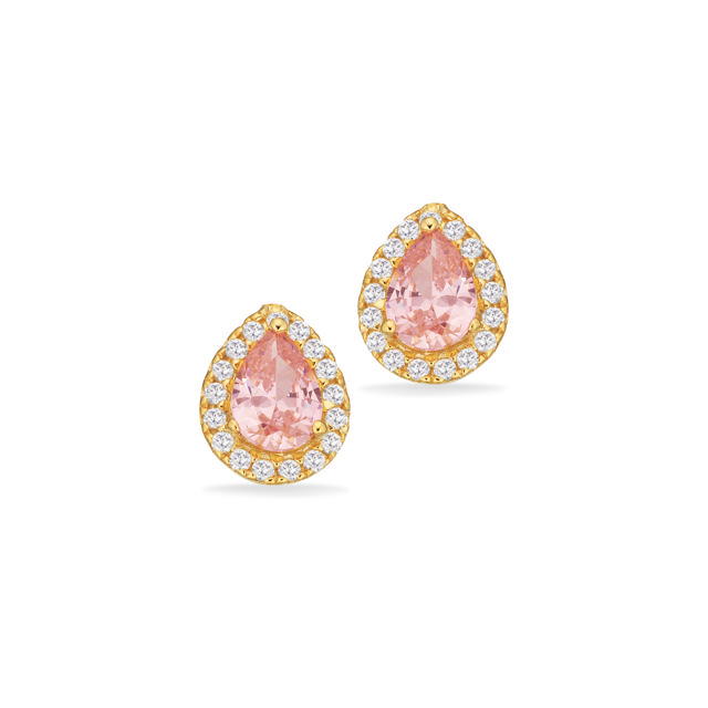 Earsticks rose/zir. 925 goldplated