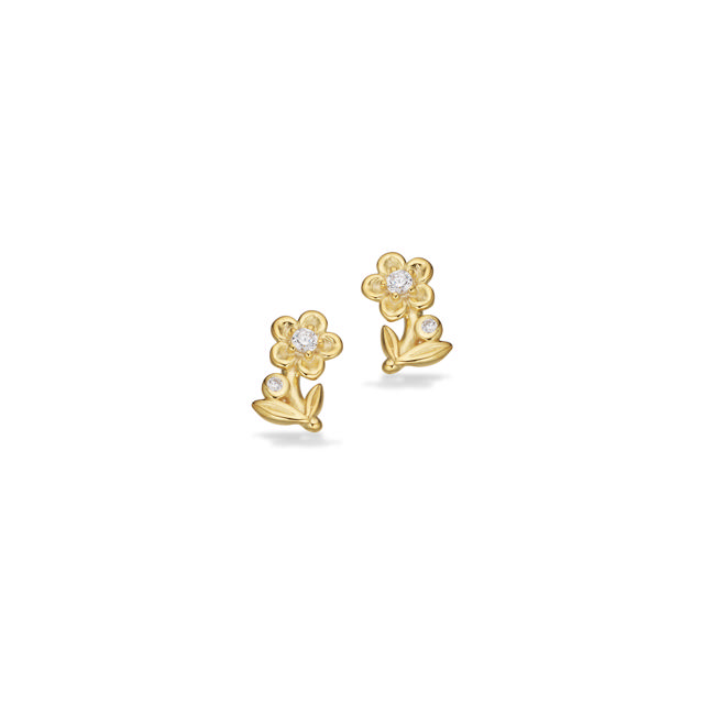 Earsticks flower zir. 925 goldplated