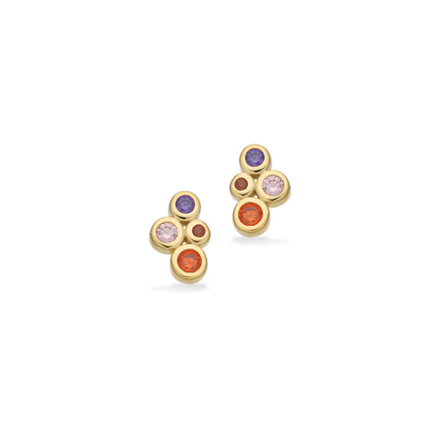 Earsticks mixed zir. 925 goldplated
