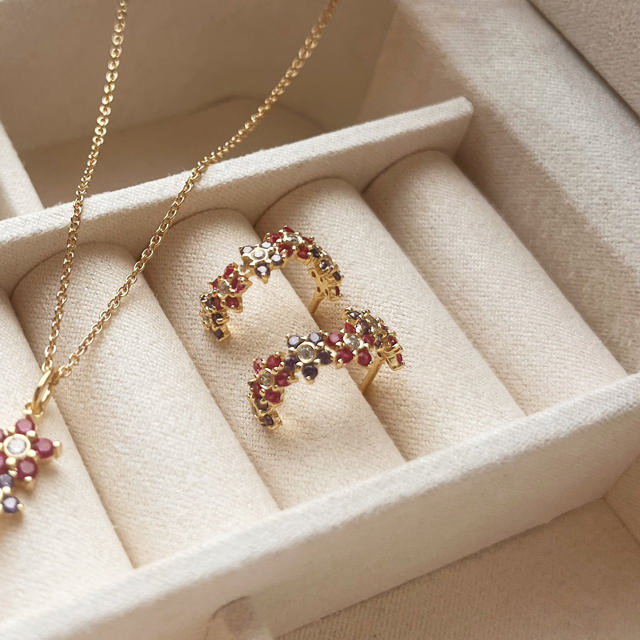 Half hoop purple/red 925 goldplated
