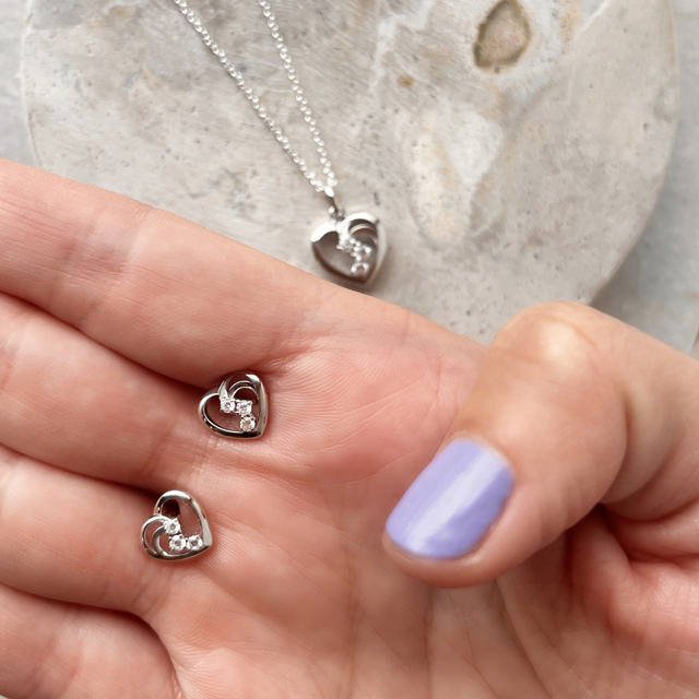 Earsticks heart zir. 925 rho.