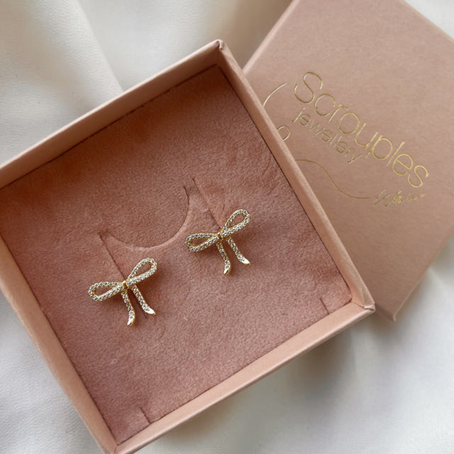 Earsticks bow zir. 925 goldplated