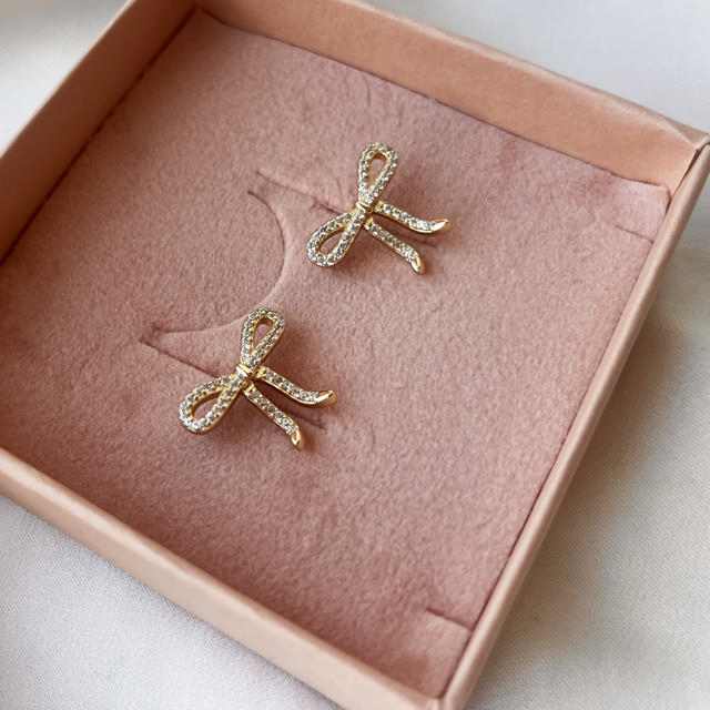 Earsticks bow zir. 925 goldplated