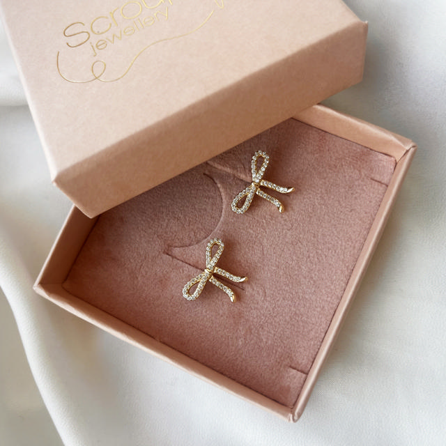 Earsticks bow zir. 925 goldplated