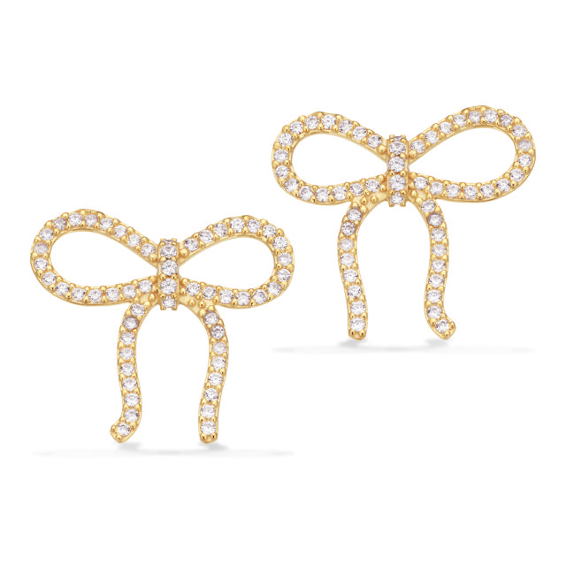 Earsticks bow zir. 925 goldplated